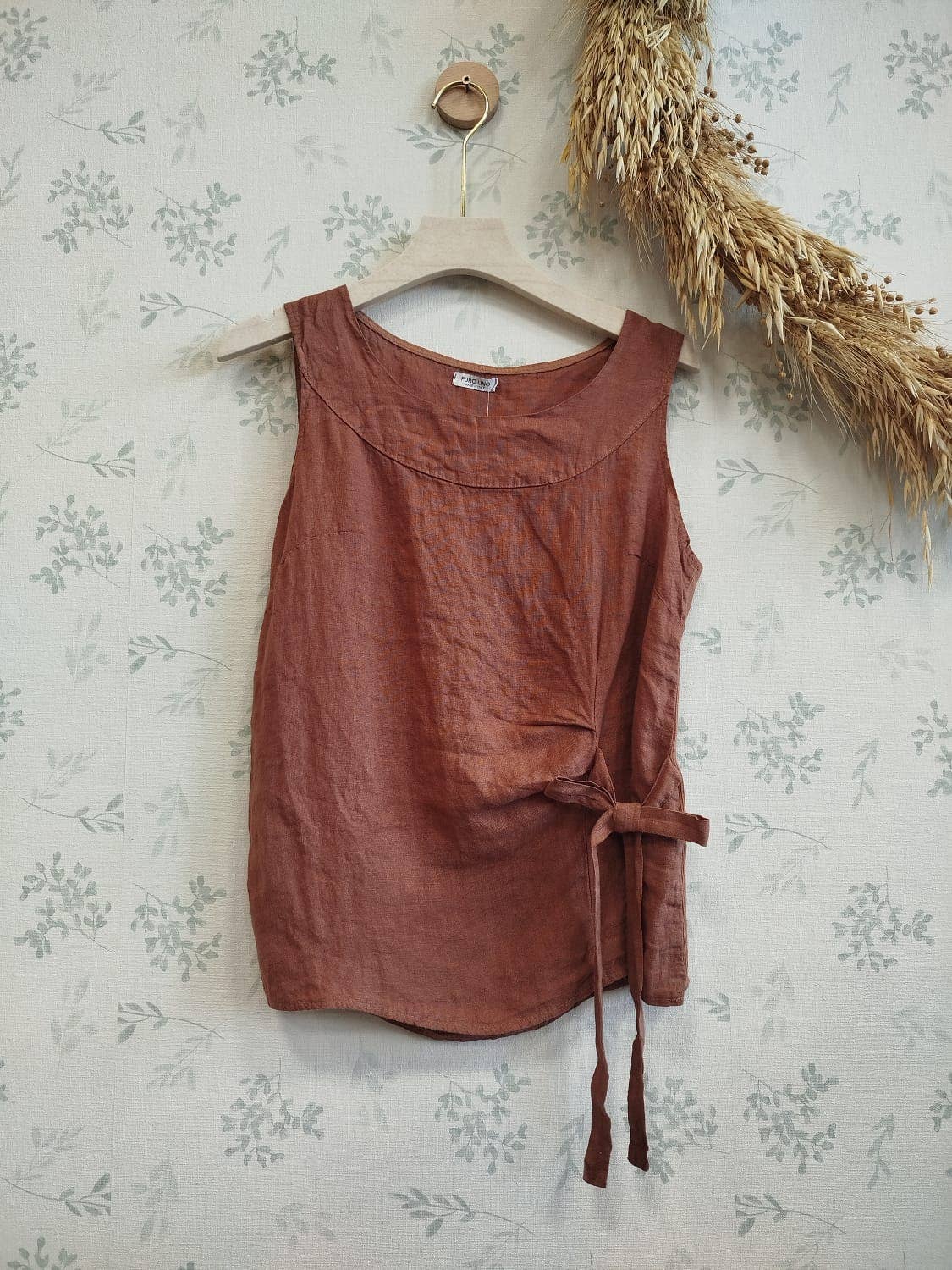 Linos y Textiles - Vendita all'ingrosso Maglietta - Donna - Maglietta 100% lino con fiocco laterale REF:740122