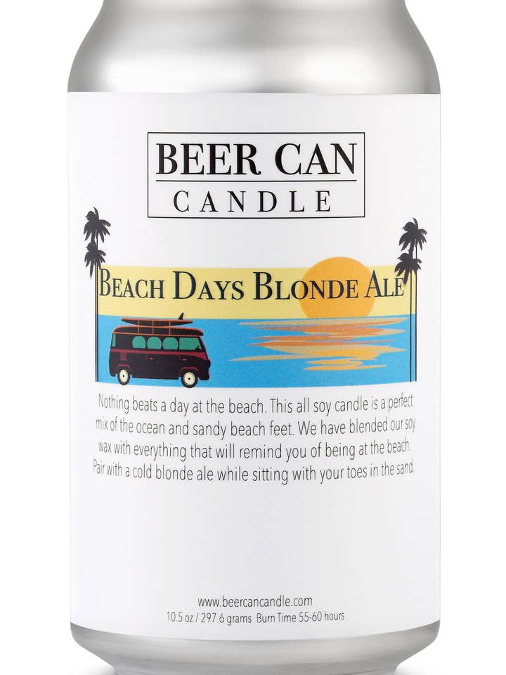 Beer Can Candle Original Scent - Beach Days Blonde Ale for wholesale by Front Street Designs