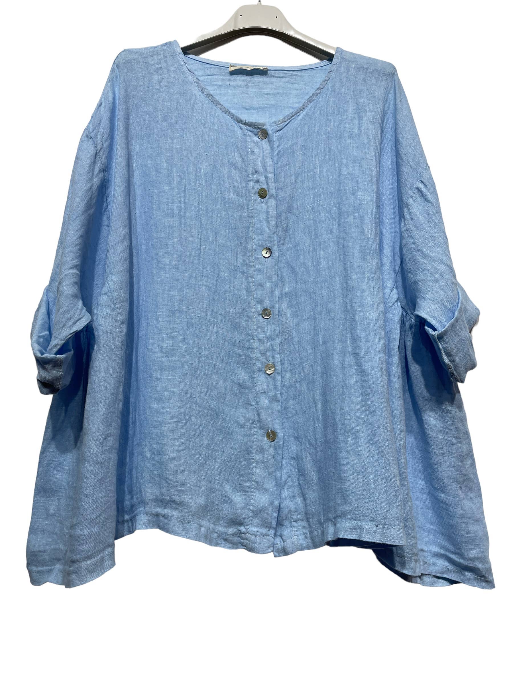 LINEN & COTTON HOUSE – Großhandel Hemd mit Button-down-Kragen – Damen – 61911 Bluse aus Leinen und Baumwolle – Einheitsgröße12