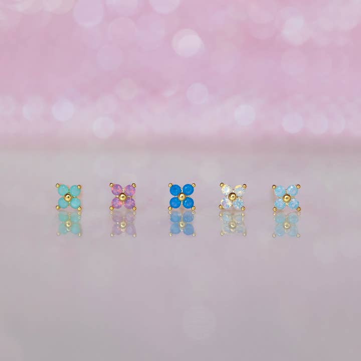 Girls Crew - Wholesale Stud/Post Earrings - Teeny Tiny Blue Blossom Studs15