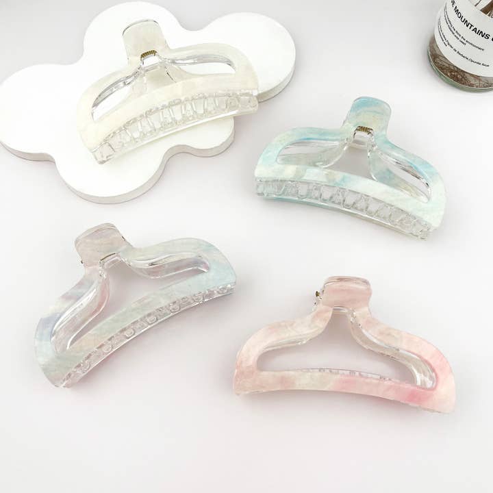 Iridescent Mermaid Geometric Acrylic Hair Claw Clip for wholesale by mildstyles