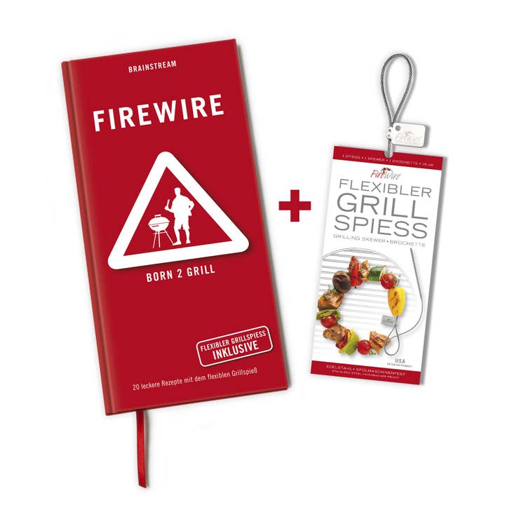 Coffret FireWire, livre de recettes et brochette pour barbecue pour la vente par Brainstream