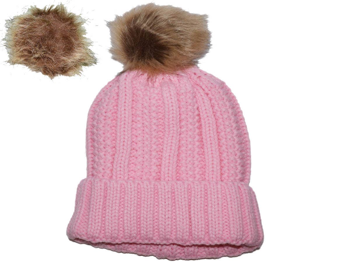 Buck Wholesale - Wholesale Beanie - Women's - Winter Beanie with Removable Raccoon Fur Pom-Pom4