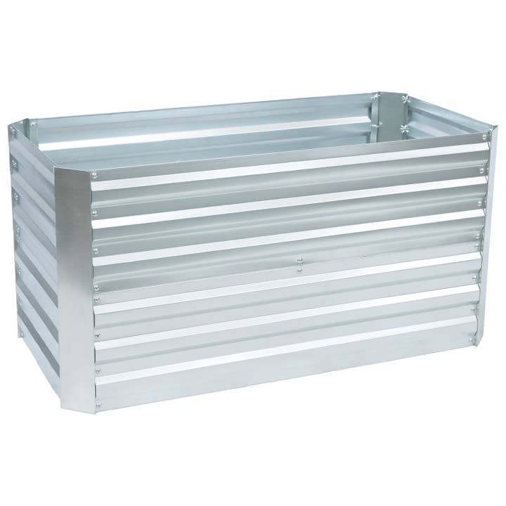 Rectangle Steel Raised Planter Bed - 4 x 2 x 2 ft - Silver for wholesale by Sunnydaze Decor