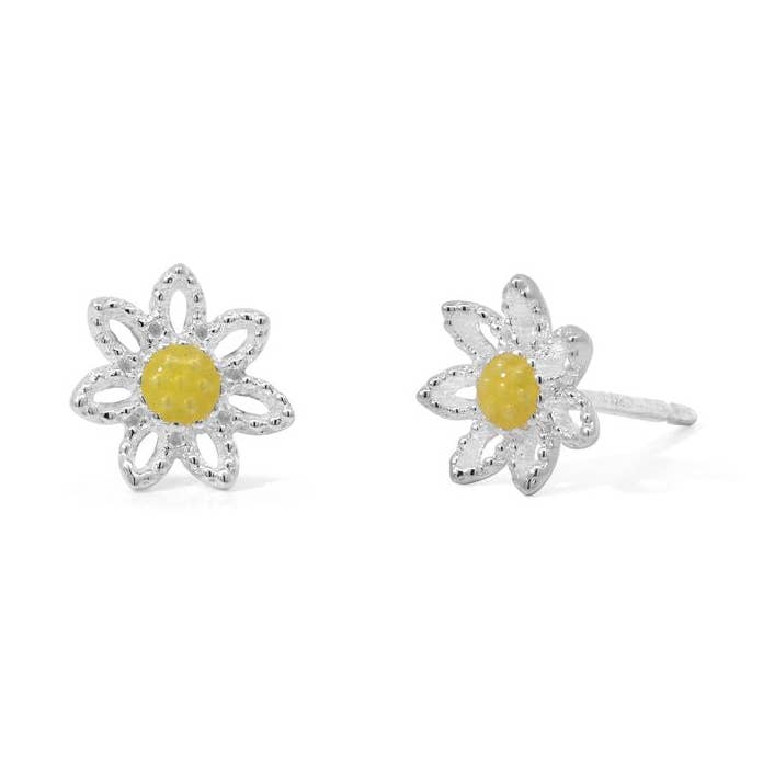 Golden Bloom Sunflower Studs (EA 306YL) for wholesale by Boma Jewelry