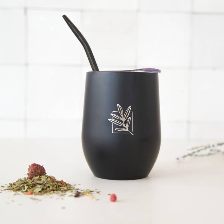 Black insulated gourd and its bombilla for wholesale by ORIGINAL MATE