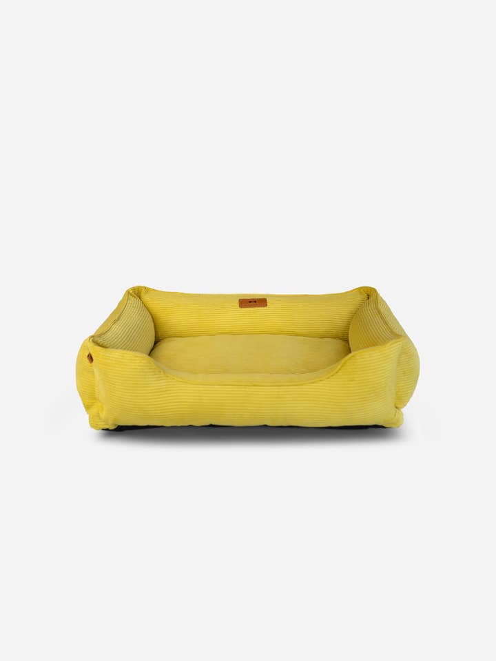 Lit pour chien en velours côtelé élégant jaune ensoleillé pour la vente par Chester & Lee