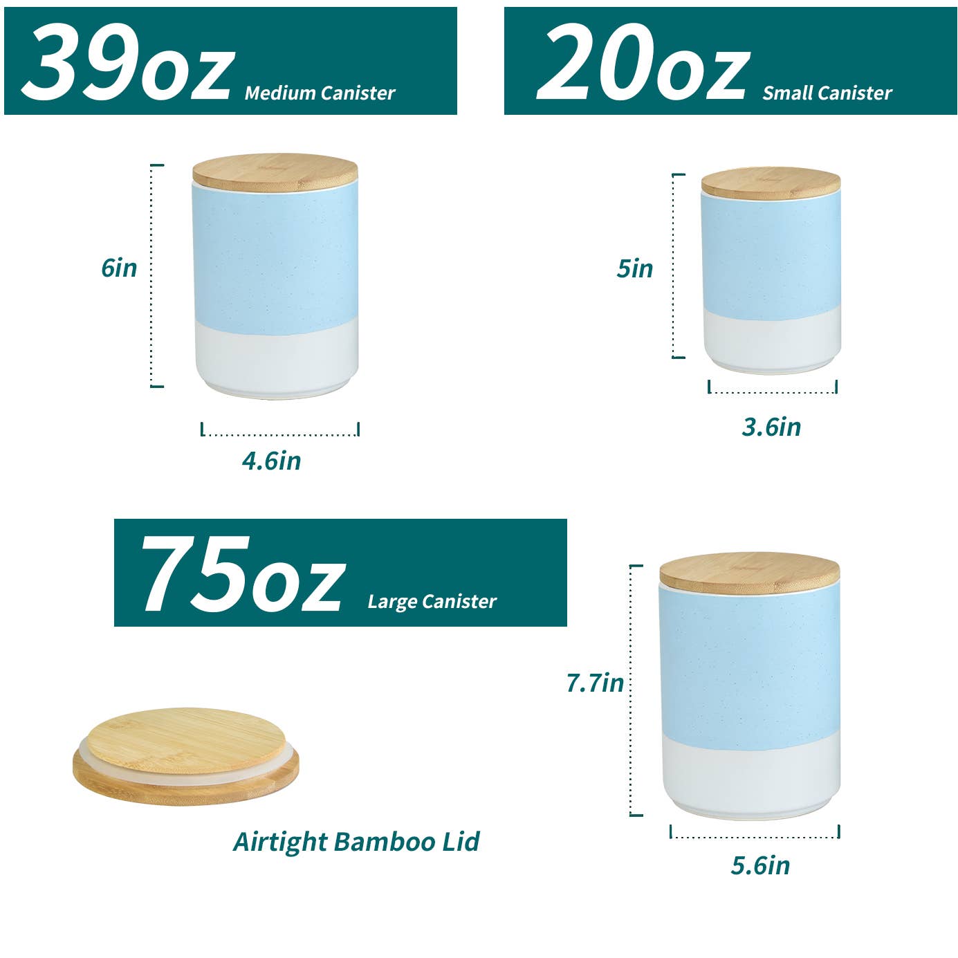 ARTONUSA - Wholesale Food Storage Container - Ceramic Canister Set with Airtight Wood Lids - 3-Piece set7