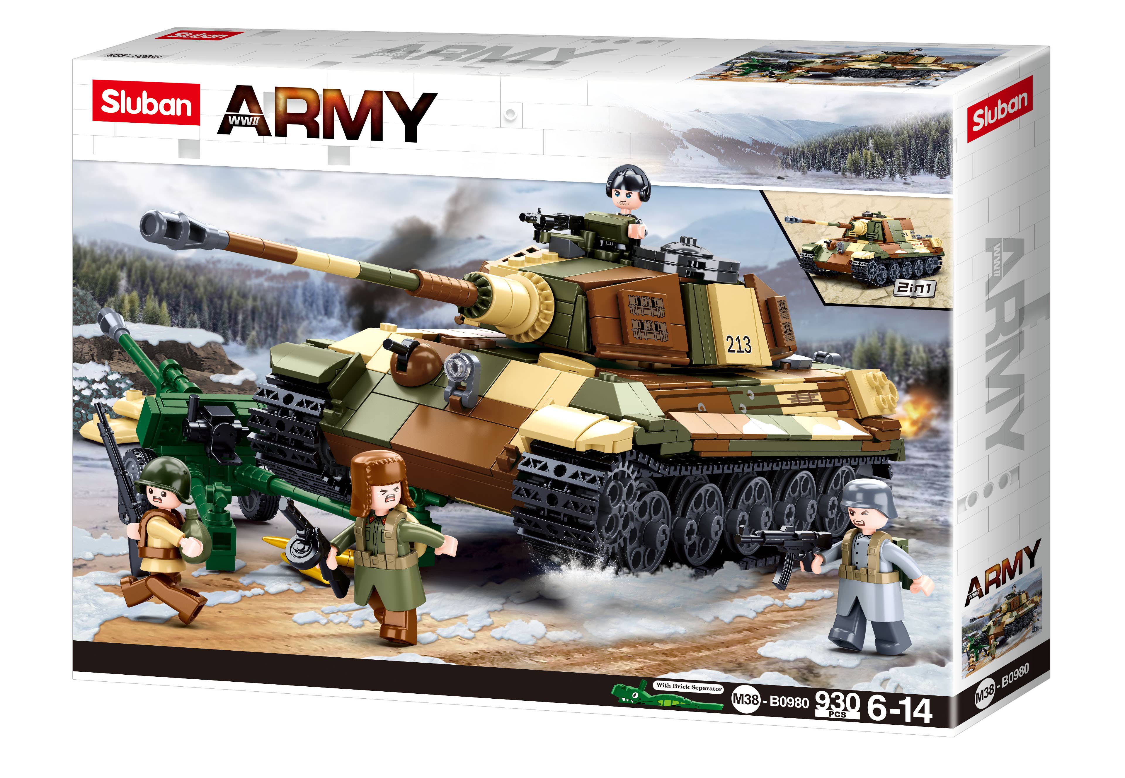 Sluban North America - Wholesale Build-a-Toy - Kids - King Tiger Heavy Battle Tank WW2 - 930 Piece - M38-B09801
