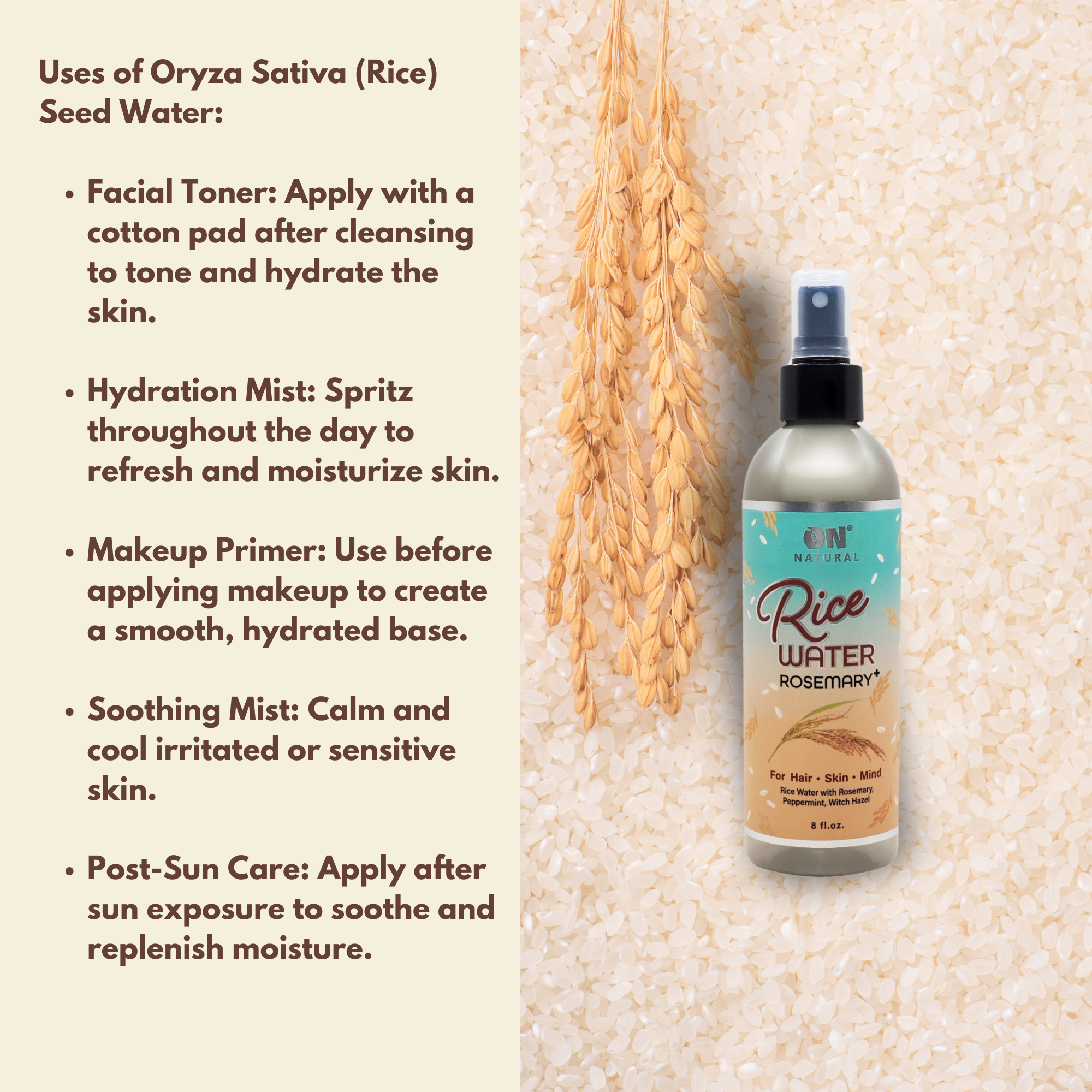 ON Natural USA - Wholesale Hair Leave-In Conditioner - ON NATURAL - Rice Water [Rosemary] 8oz7