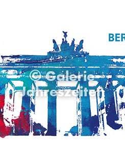 Brandburger Tor blue art folding card for wholesale by Karen Utermann Galerie Jahreszeiten