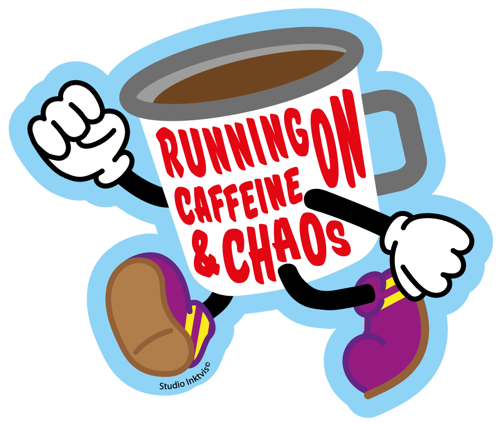 Studio Inktvis - Wholesale Sticker - Sticker Running on Caffeine and Chaos coffee2