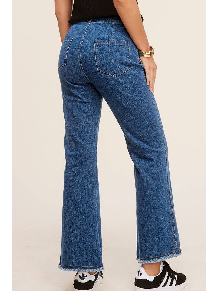 La Miel – Calças - Mulher por atacado – MCP3113-Calças Flare elástica de Cintura Alta Lavada e Macio27