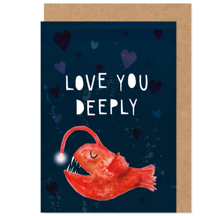 Funny Love You Profondément carte de pêche pour la vente par Bow & Bell