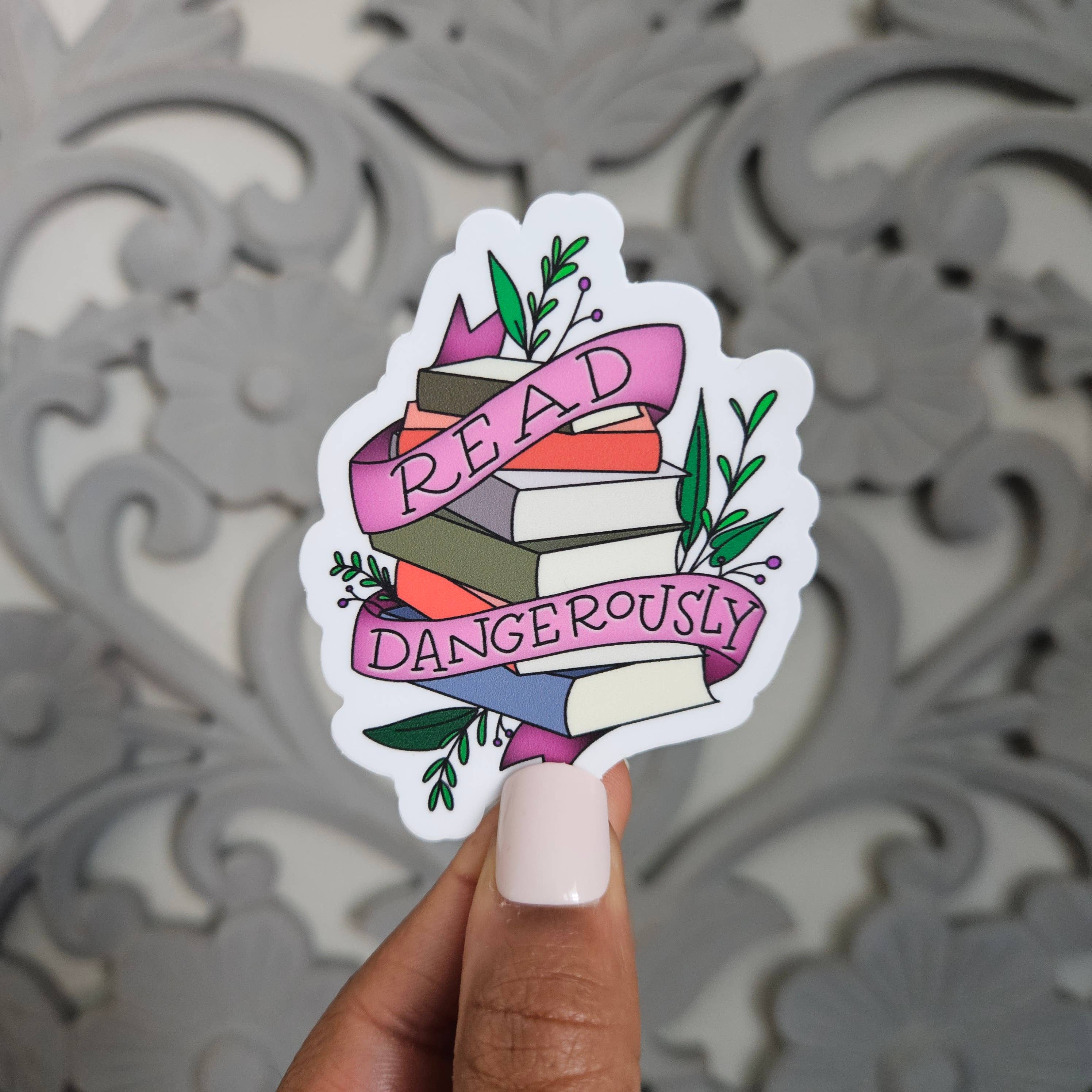 Nerd Lady Designs - Wholesale Phone & Laptop Stickers - Read Dangerously Botanical Sticker1