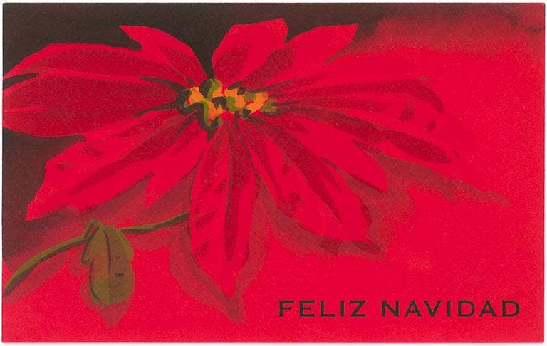 Found Image Press - Wholesale Stationery/Notecard Set - Greeting Card MC-503 Feliz Navidad, Poinsettia0