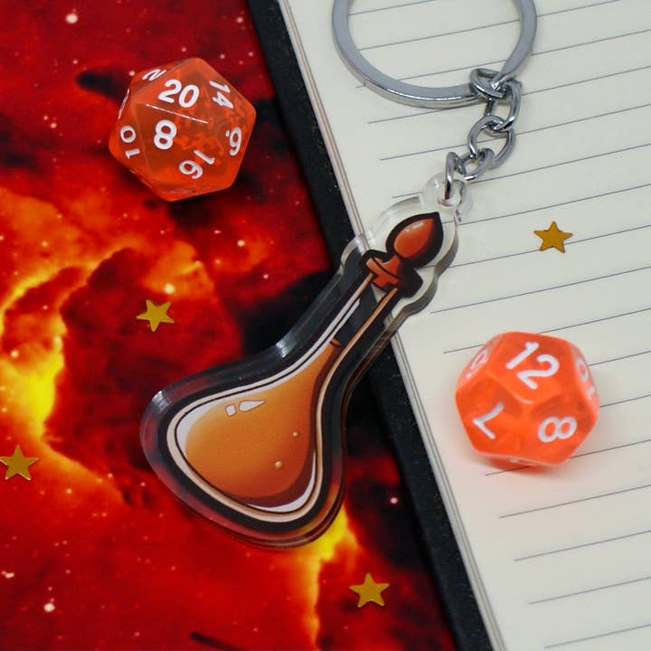 Burrows Arts – Porta-chaves - Unissexo por atacado – Porta-chaves Laranja Potion Acrílico4