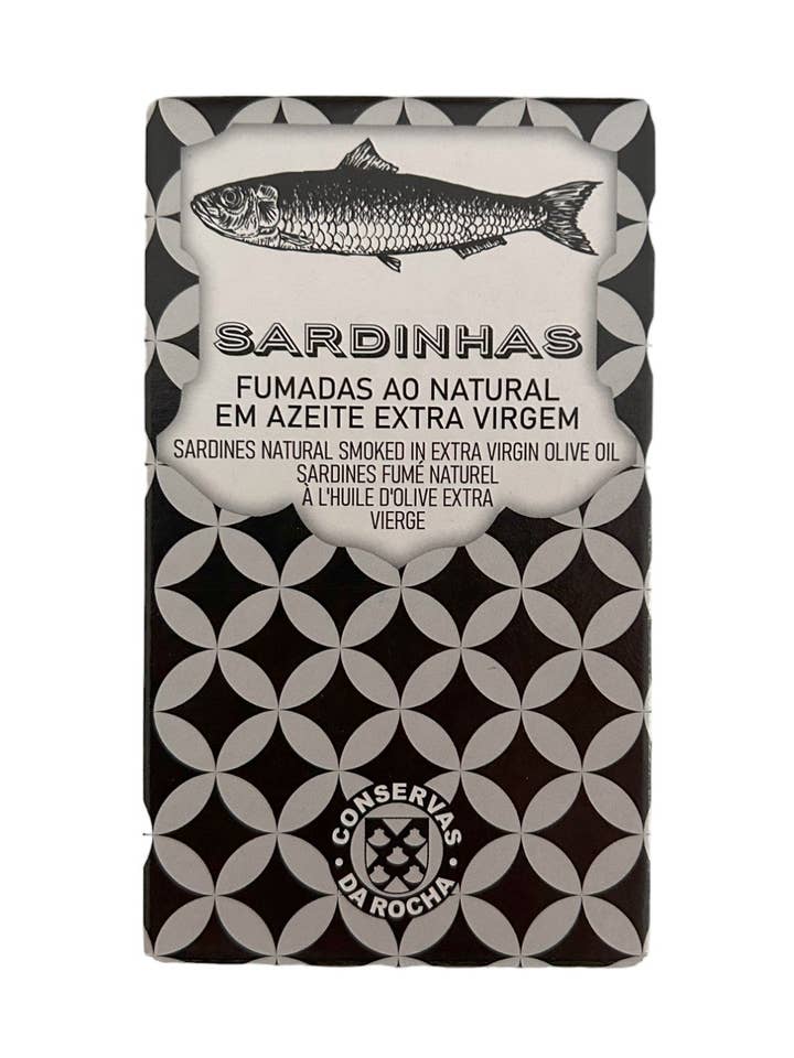 Da Rocha Sardines Natural Smoked in Extra Virgin Olive Oil - 6 Pack for wholesale by Tin Can Fish ( BELA, Cantara, Mar, Porthos, Varina )