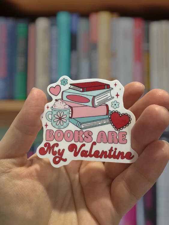 Books Are My Valentine Sticker for wholesale by Scribbles Wholesale
