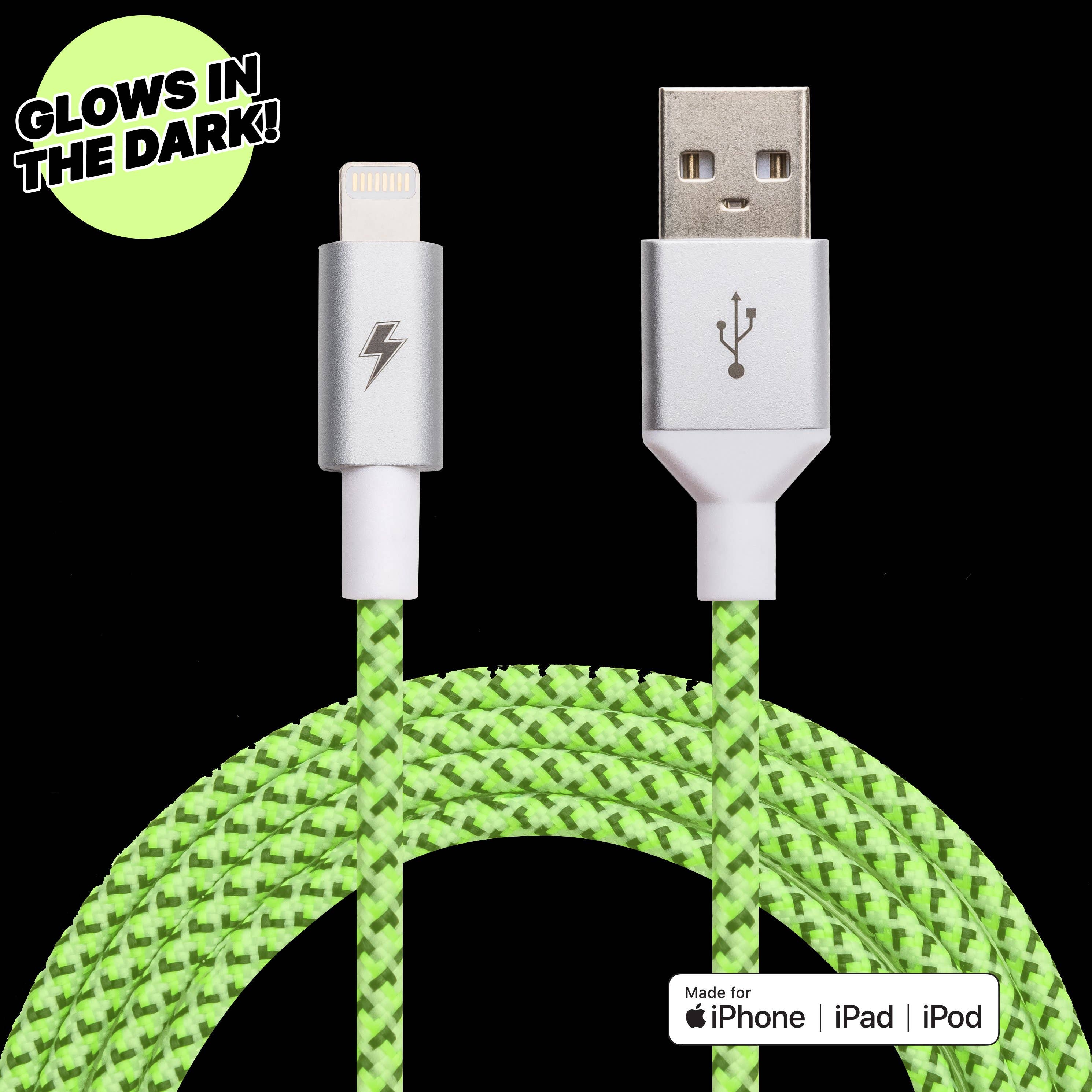 Charge Cords - Wholesale Charging Cable - Black and White Glow iPhone Lightning Cable [5 ft / 1.5m Length]1