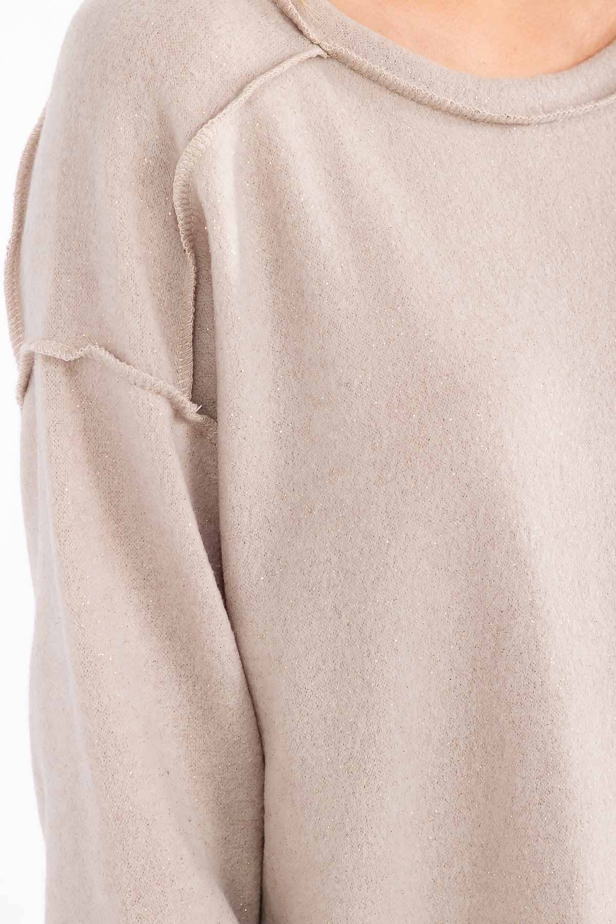 7th Ray - Vendita all'ingrosso Felpa - Donna - Top Pullover con Accenti Glitterati in Metallo Morbido Spazzolato T604617