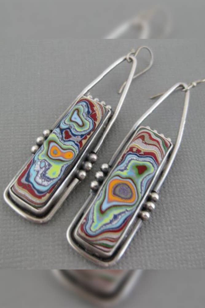 01 Boucles d'oreilles vintage à texture de marbre coloré MOQ 5pcs SP102 en vente sur Faire1