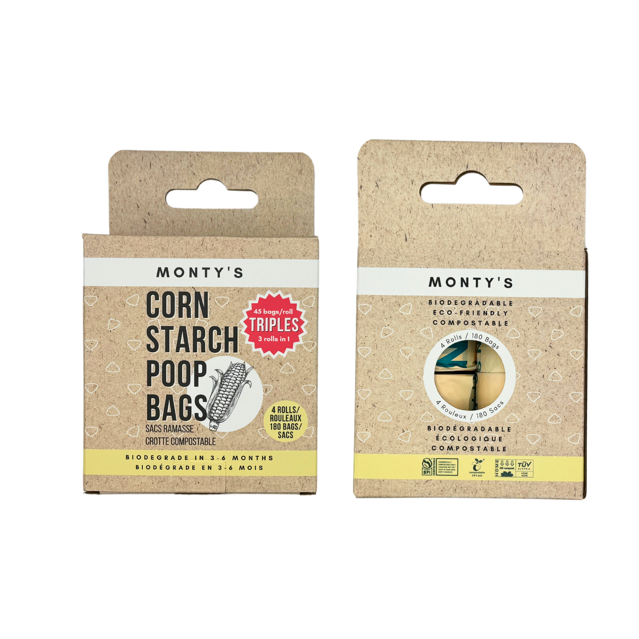 Monty's Bags – wholesale Pet poo bag – Compostable Cornstarch Poop Bags - 9 x 13" - Triples Rolls 11