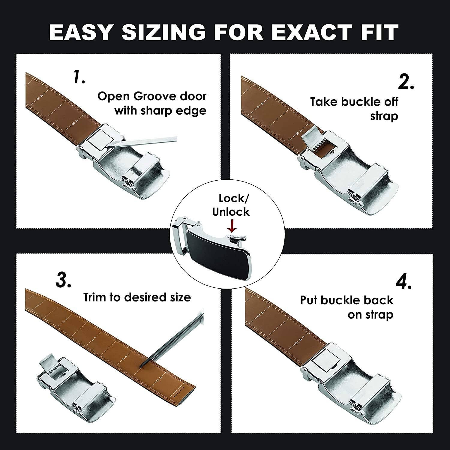 Roxoni - Wholesale Belt - Men's - Men’s Genuine Leather Ratchet Belt with Automatic Buckle27