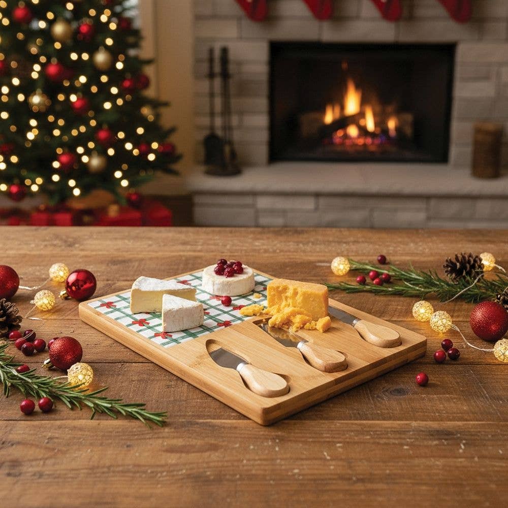 VdE Tivoli 1996 - Wholesale Ornament Set - XMAS FIOCCHI CUTTING BOARD 21.5x30.5 AND 3 KNIVES1