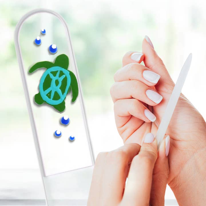 Sea Turtle Sea Life Ocean Hand Painted Crystal Nail File for wholesale by Classy Nail Files