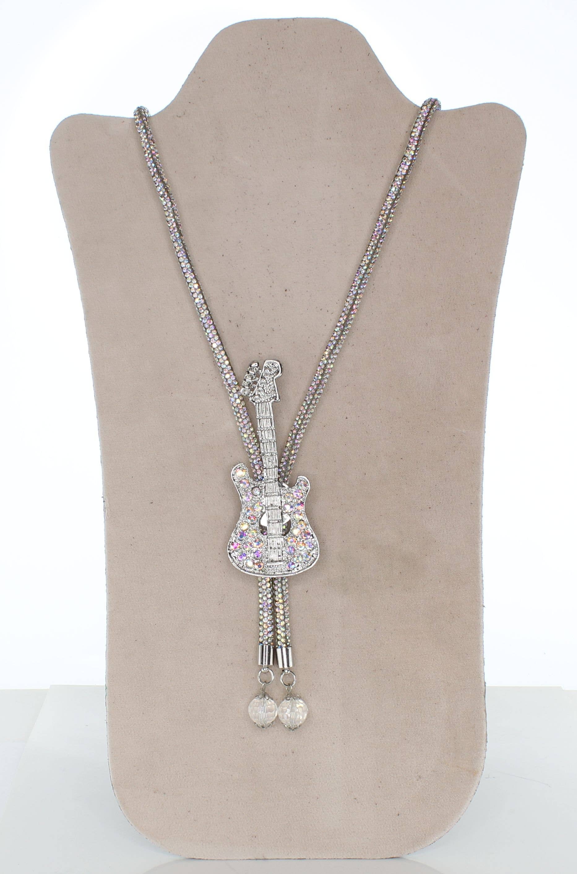 HHH Designs - Wholesale Y-Neck/Lariat Necklace - Crystal Guitar Bolo Tie, made in USA, each1