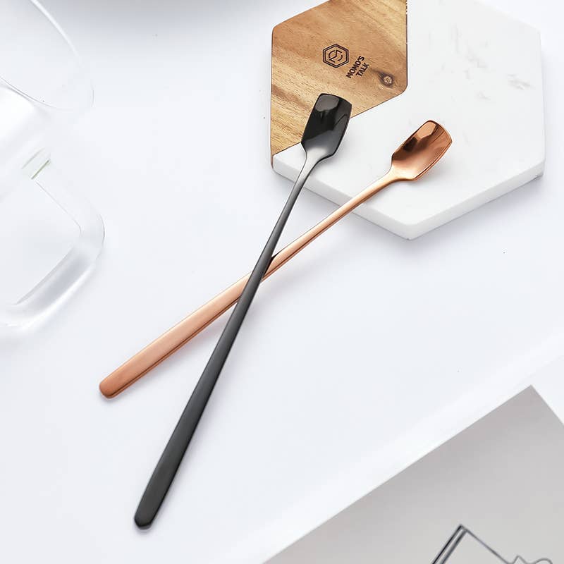 Sostraw & SmartThings – Colher de bar por atacado – Colher de Mistura Longa - Cabeça Quadrada - Café, chá - 5 cores3