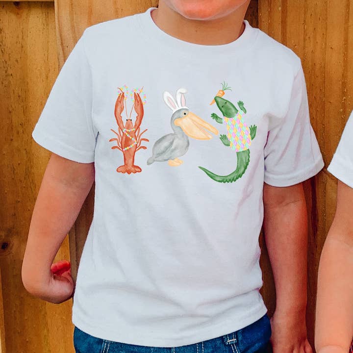 Easter Louisiana Animals Crawfish Pelican Gator Toddler Tee for wholesale by Painted Skies