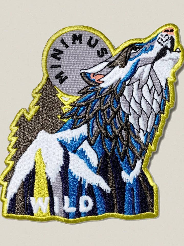 Iron-On Embroidered Badge: Wild Wolf for wholesale by House of Minimus