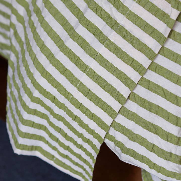 Mosey Me - Wholesale Flat sheet - Pistachio Seersucker Flat Sheet2