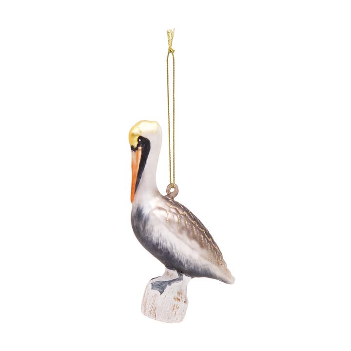 Christmas Pelican Glass Ornament for wholesale by C&F Home