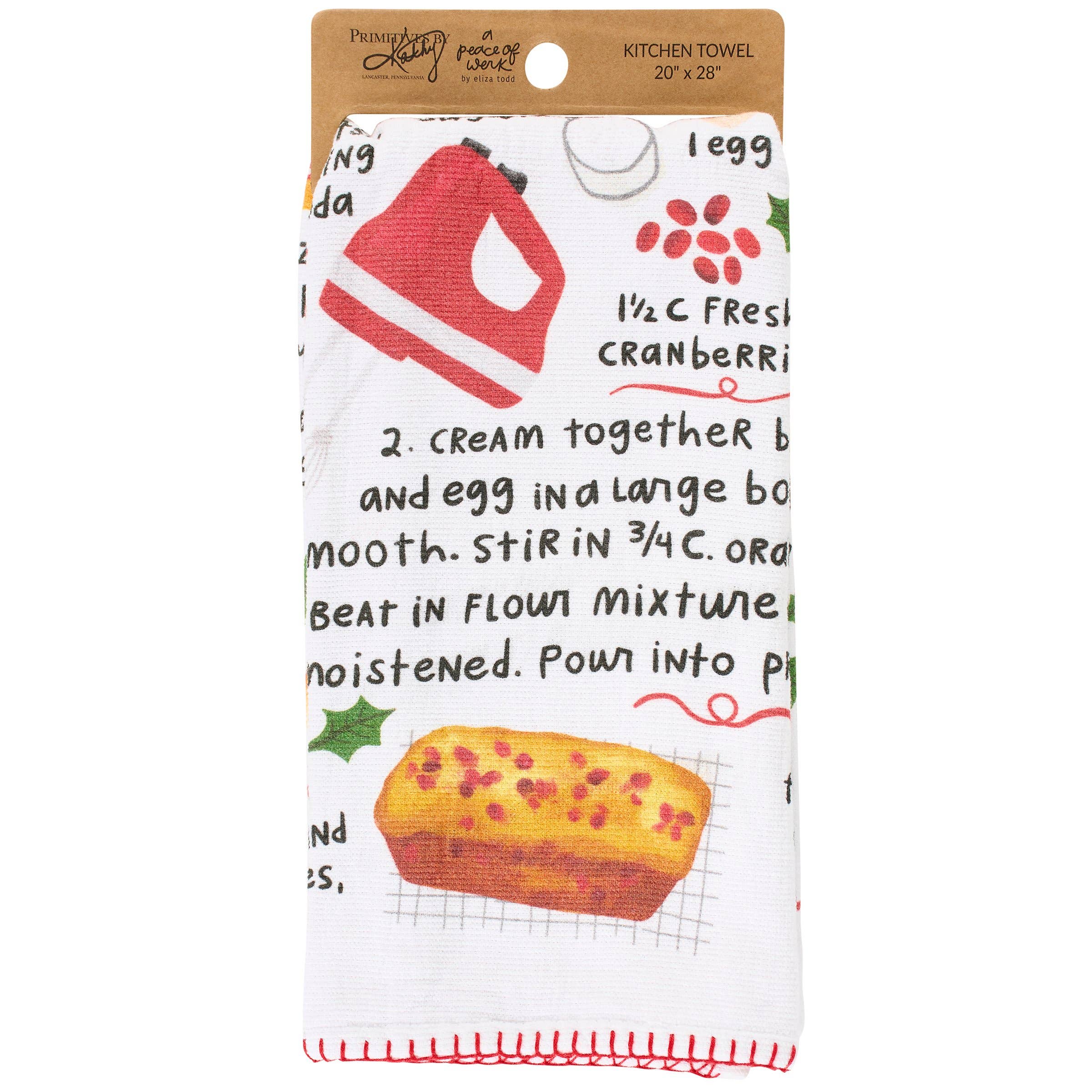 Primitives by Kathy - Wholesale Tea Towel - Cranberry Bread Kitchen Towel3