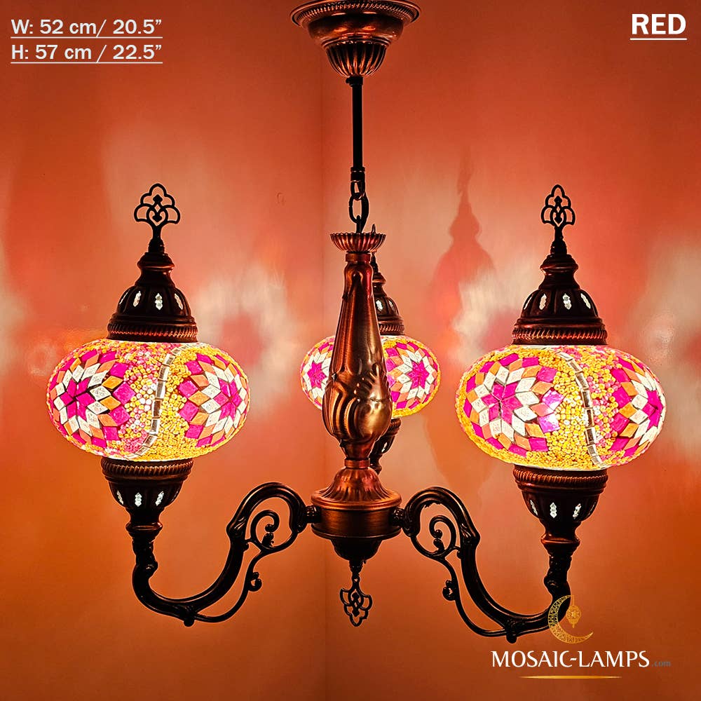 Mosaic Lamps – Candeeiro/lâmpada suspensa por atacado – Mosaico 3 Globo Feito à Mão Turco Marroquino Árabe Oriental Boh16