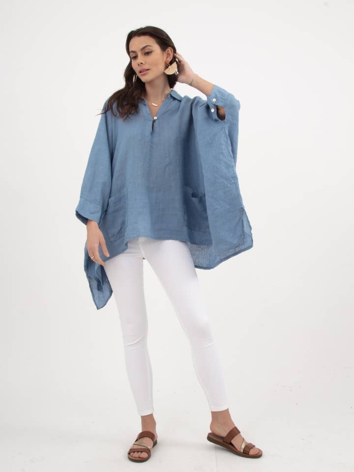 Tunic in lino LEL-T11645L per la vendita all'ingrosso da parte di ORNELLA PARIS