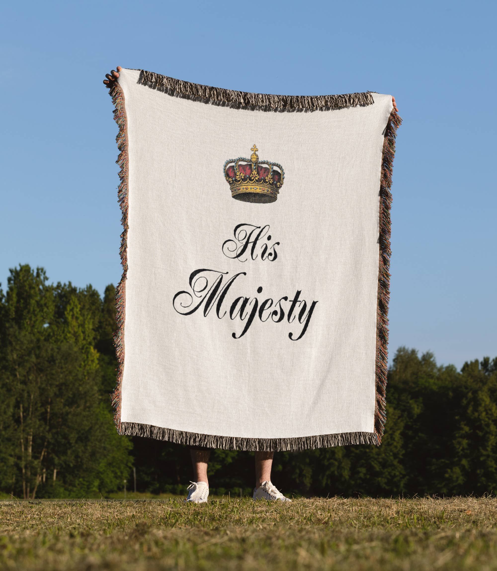 3dRose - Wholesale Throw Blanket - 3dRose, His Majesty - part of a his and hers mr and mrs couples gift set funny humorous royal king humor, Blanket1