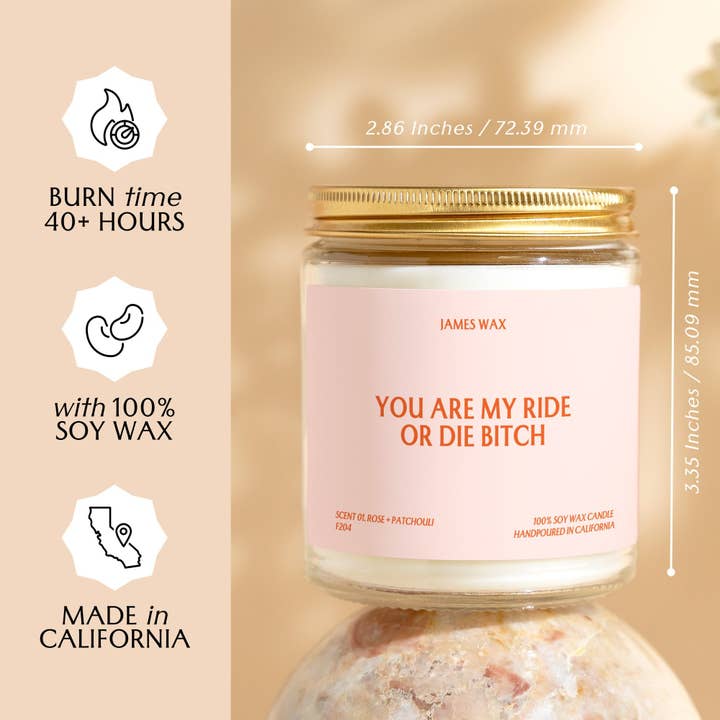 James Wax - Wholesale Jar/Filled Candle - Friendship Gift Ride Or Die Bitch Candle F204