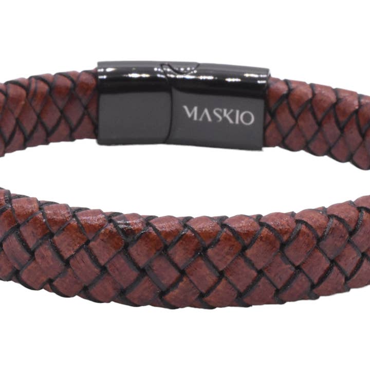 Maskio Wide Brown Leather Bracelet for wholesale by Maskio