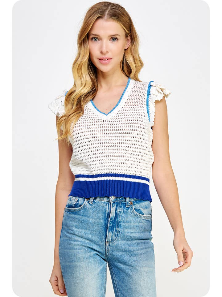 Crochet Open Weave Knit Top for wholesale by Strut & Bolt