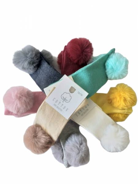 Cotton Socks - Wholesale Socks – Child & baby - HIGH SOCKS WITH FUR POM POM 50% OFF1