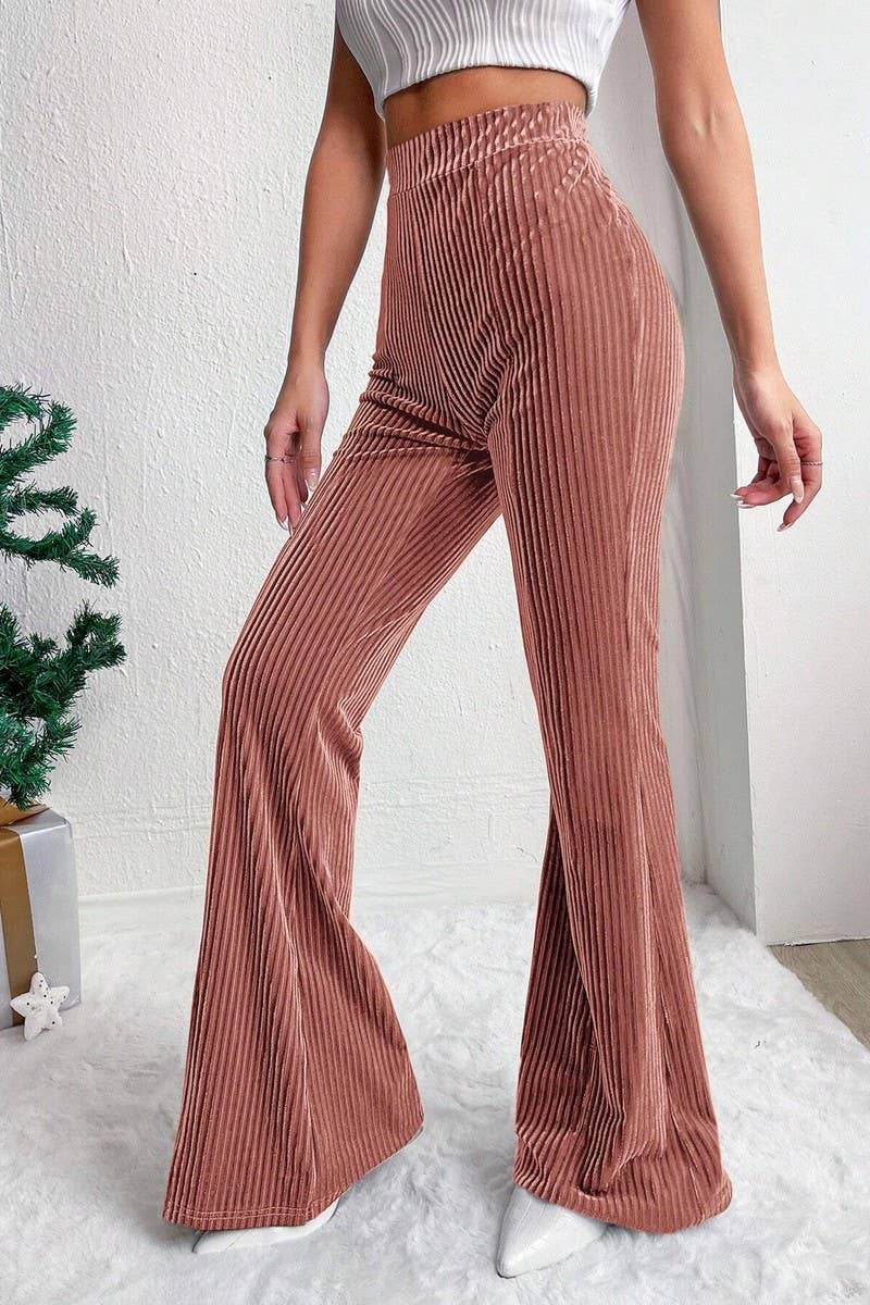 NINEXIS - Wholesale Pants - Women's - CWBLP1369_SOLID COLOR HIGH WAIST CORDUROY FLARED PANTS11