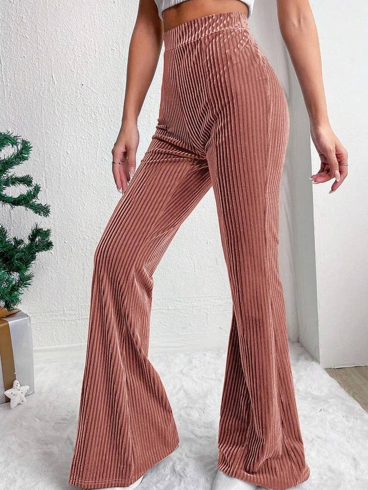 NINEXIS - Wholesale Pants - Women's - CWBLP1369_SOLID COLOR HIGH WAIST CORDUROY FLARED PANTS11