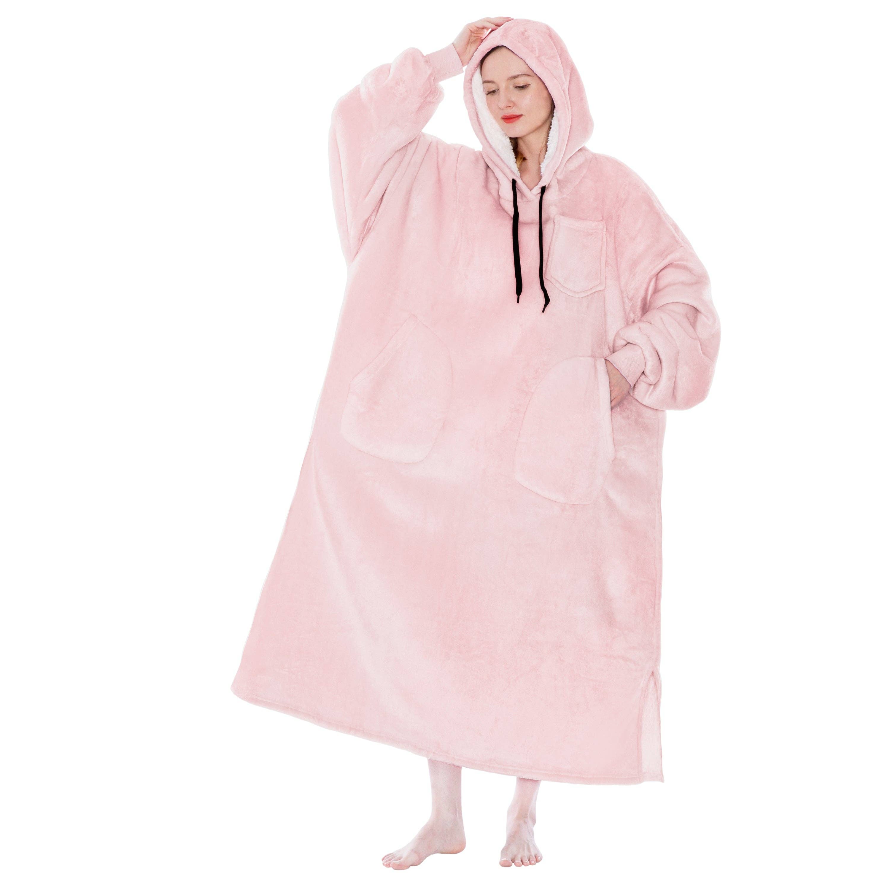 Pavilia - Wholesale Hoodie - Women's - Chest Pocket Sherpa Hoodie Blanket - Patch Pocket (Regular / Long)131