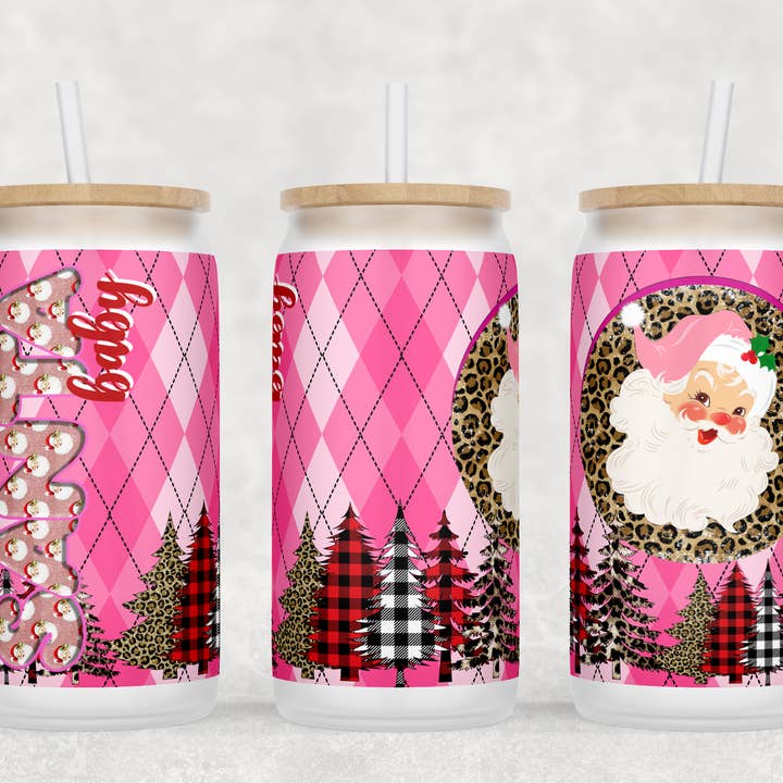 Gobelet en verre Libby Rose Santa Baby 16 oz pour la vente par Kate Haven Glass Tumblers for Every Occasion
