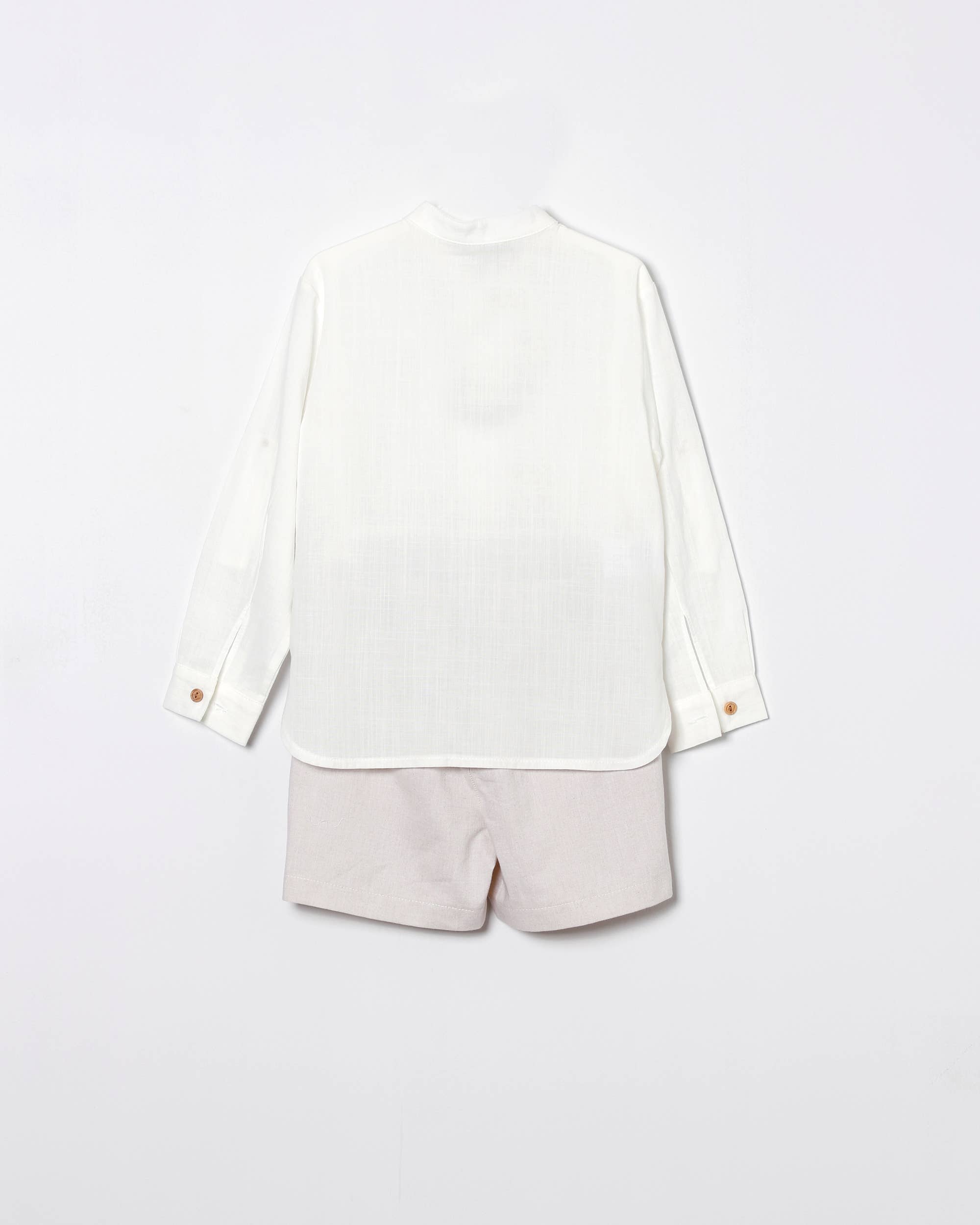 COCO ACQUA – Großhandel Top- & Shorts-Set – Kinder – Voile Flame Hemd mit langen Ärmeln und Leinen-Bermuda-Set4