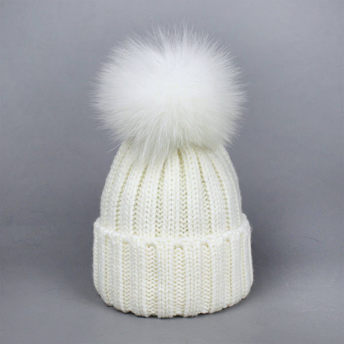 ACCITY - Wholesale Beanie - Women's - Winter Warm Hat with Real Fox Fur Pom Pom_CWAH049845